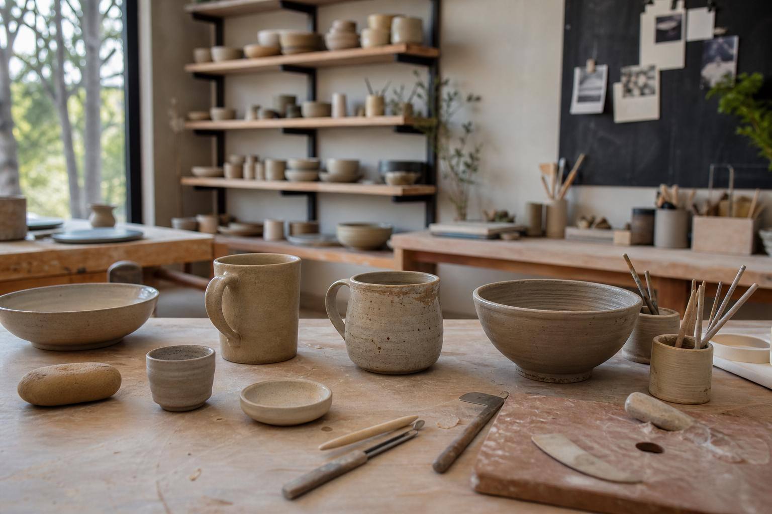 Hands shaping clay on a pottery wheel